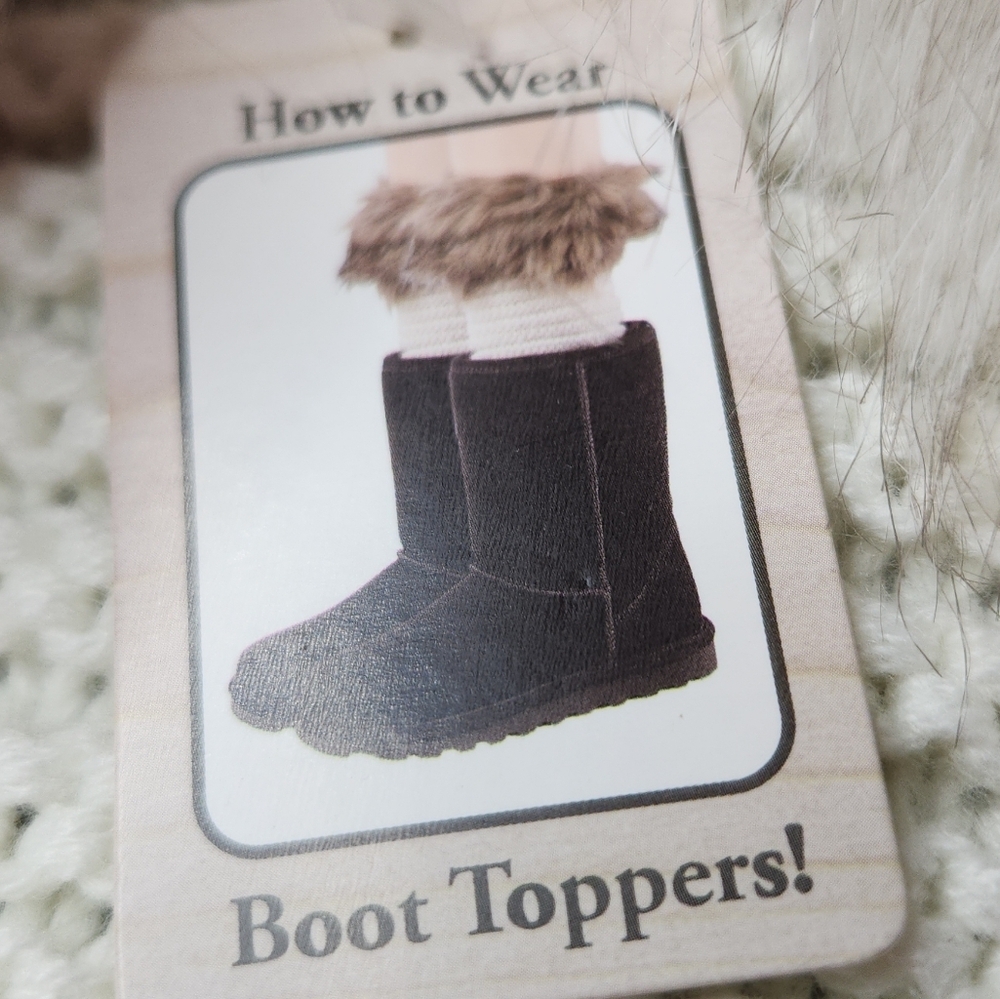 Boot Toppers - White Faux Fur - Bearpaws - Adult Size